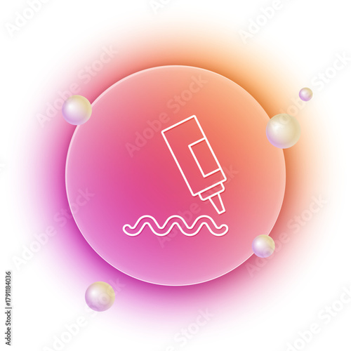 White Sauce bottle icon isolated on white background. Ketchup, mustard and mayonnaise bottles with sauce for fast food. Orange and pink gradient circle background. Vector