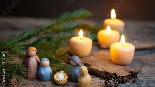 Serene Christmas setup symbolizing faith and peace in authentic rustic style.