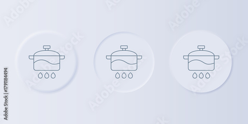 Grey Cooking pot icon isolated on grey background. Boil or stew food symbol. Set icons in square buttons. Vector