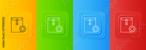 White Envelope setting icon isolated on colorful background. Set icons in square buttons. Vector