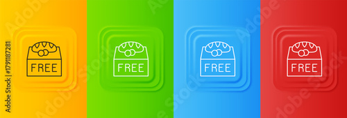 White Donation food icon isolated on colorful background. Set icons in square buttons. Vector