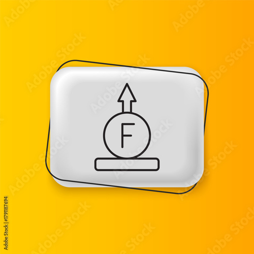Black Force of physic formula calculation icon isolated on yellow background. Silver rectangle button. Vector
