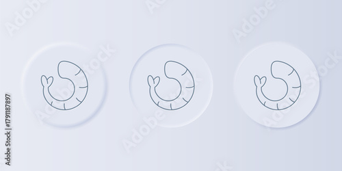 Grey Shrimp icon isolated on grey background. Set icons in square buttons. Vector