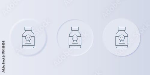 Grey Poisoned pill icon isolated on grey background. Pill with toxin. Dangerous drug. Set icons in square buttons. Vector