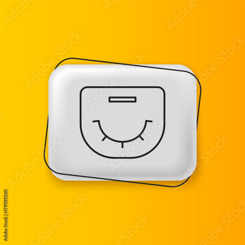 Black Poker table icon isolated on yellow background. Silver rectangle button. Vector