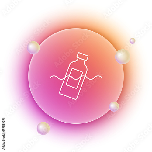 White The problem of pollution of the ocean icon isolated on white background. The garbage, plastic, bags on the sea. Orange and pink gradient circle background. Vector