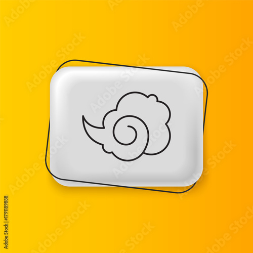 Black Magic fog or smoke icon isolated on yellow background. Silver rectangle button. Vector