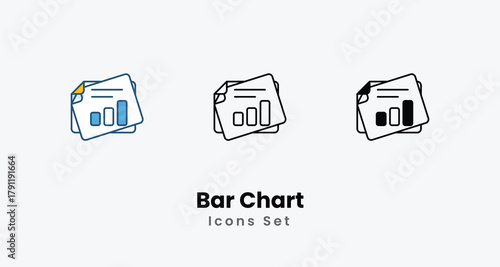 Bar Chart icons vector set stock illustration
