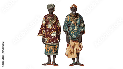 Authentic African Aboriginal Couple Standing Together Barefoot