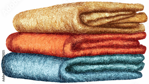 Vibrant Bath Towels Set in Soft, Textural Orange & Blue Hues