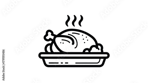 Delicious Cooked Turkey Solid Icon for Food Concept - Professional Food Photography