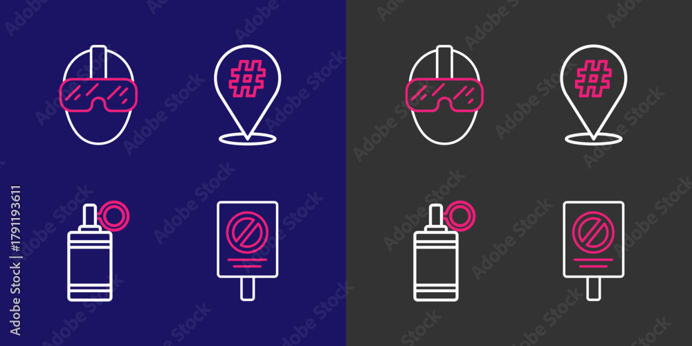 Obraz premium Set line Protest, Hand grenade, and Special forces soldier icon. Vector