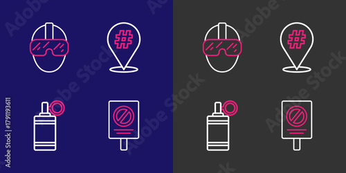 Set line Protest, Hand grenade, and Special forces soldier icon. Vector