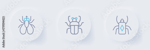 Set line Beetle bug, Stink and Insect fly icon. Vector