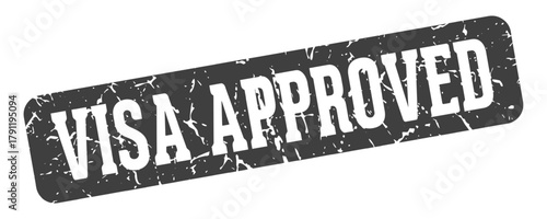 visa approved rectangular sign. visa approved stamp
