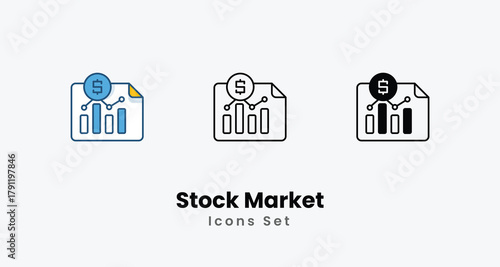 Stock Market icons vector set stock illustration