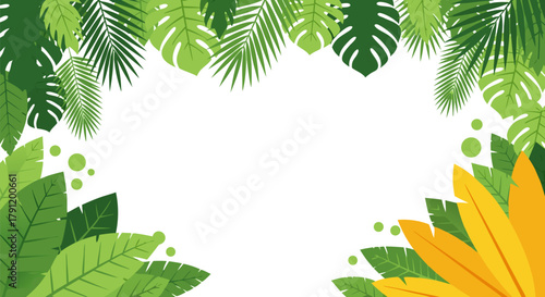 Lush Green Tropical Leaves Frame for Summer Vibes and Nature-Inspired Designs