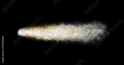 Transparent realistic fire smoke car or rocket. Isolated. White red missile or bullet trail. Space rocket launch trail. Jet aircraft track. Fire burst, explosion. Png