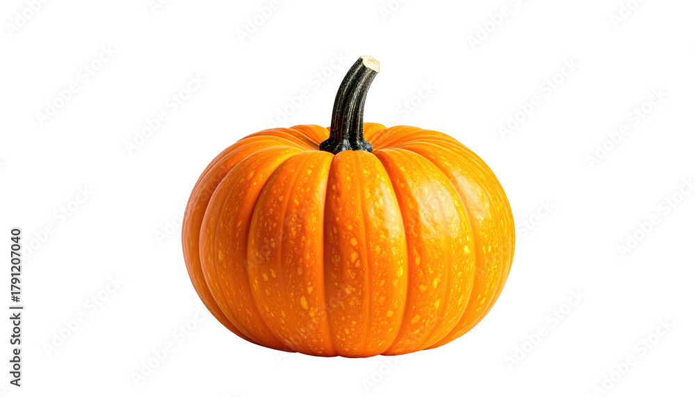 Fototapeta premium Isolated, vibrant orange pumpkin with a strong contrast against a solid black background