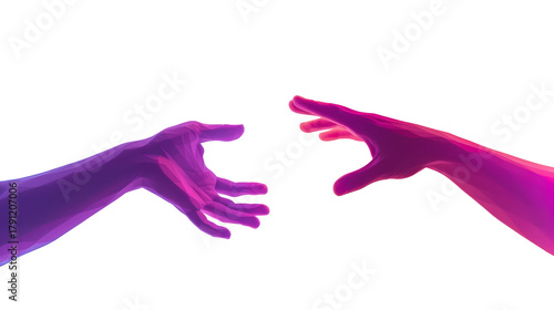 Two Hands Reaching Out To Each Other On transparent Background, Concept of Connection