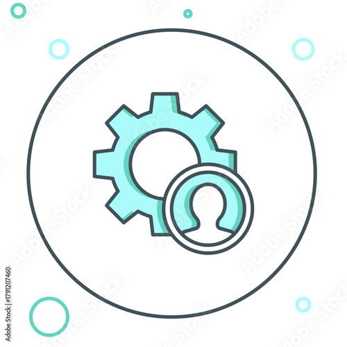 Line Head hunting icon isolated on white background. Business target or Employment sign. Human resource and recruitment for business. Colorful outline concept. Vector