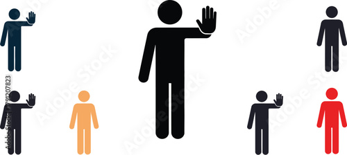 Stop sign person icon vector illustration set for graphic design and web design symbol and sign 100