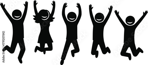 Jumping people vector graphic illustration design for success celebration and achievement concept
