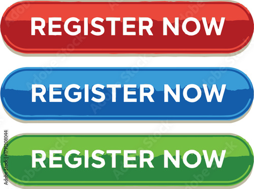 Register now button vector design for website ui ux elements and call to action registration form 100