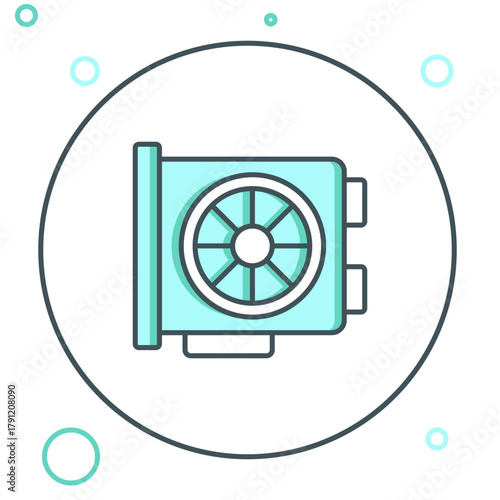 Line Video graphic card icon isolated on white background. Colorful outline concept. Vector