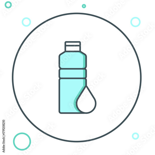 Line Fitness shaker icon isolated on white background. Sports shaker bottle with lid for water and protein cocktails. Colorful outline concept. Vector