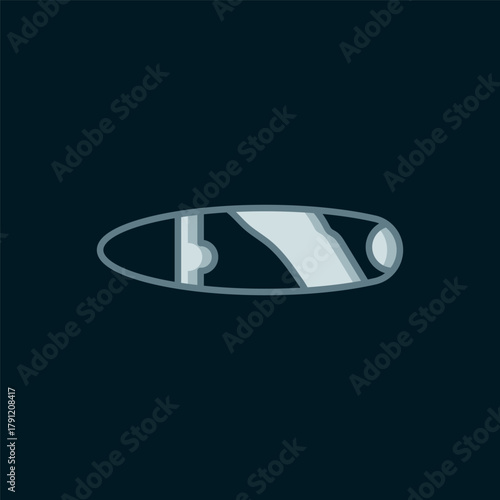 Line Cigar icon isolated on black background. Flat filled outline style with shadow. Vector