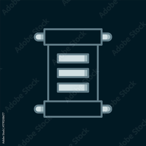 Line Decree, paper, parchment, scroll icon icon isolated on black background. Flat filled outline style with shadow. Vector