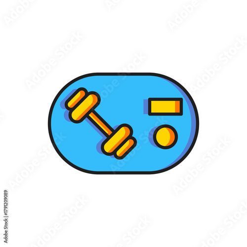 Color Fitness club, gym card icon isolated on white background. Flat filled outline style with shadow. Vector