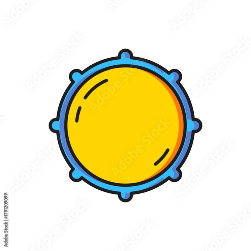 Color Dial knob level technology settings icon isolated on white background. Volume button, sound control, analog regulator. Flat filled outline style with shadow. Vector