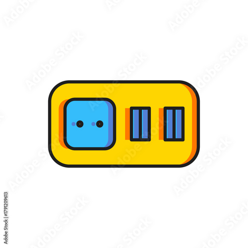 Color Electrical outlet icon isolated on white background. Power socket. Rosette symbol. Flat filled outline style with shadow. Vector