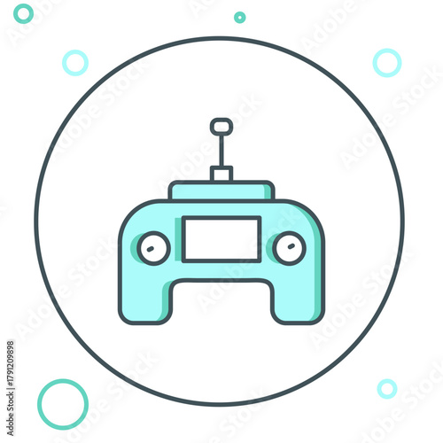 Line Drone radio remote control transmitter icon isolated on white background. Colorful outline concept. Vector