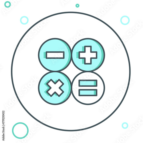 Line Calculator icon isolated on white background. Accounting symbol. Business calculations mathematics education and finance. Colorful outline concept. Vector