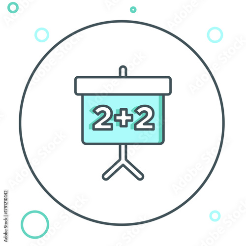 Line Chalkboard icon isolated on white background. School Blackboard sign. Colorful outline concept. Vector