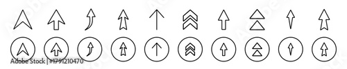 Modern arrow up  web element set vector. Collection of flat cursor arrows icon in round style.