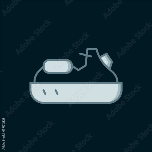 Line Jet ski icon isolated on black background. Water scooter. Extreme sport. Flat filled outline style with shadow. Vector