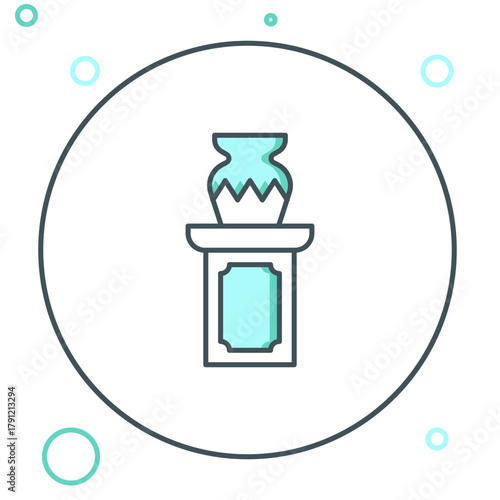 Line Auction ancient vase icon isolated on white background. Auction bidding. Sale and buyers. Colorful outline concept. Vector