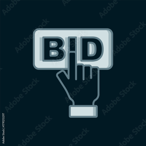 Line Bid icon isolated on black background. Auction bidding. Sale and buyers. Flat filled outline style with shadow. Vector