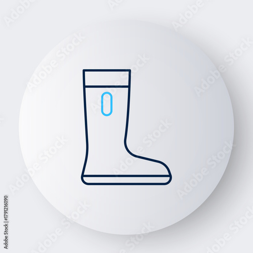 Line Waterproof rubber boot icon isolated on white background. Gumboots for rainy weather, fishing, gardening. Colorful outline concept. Vector