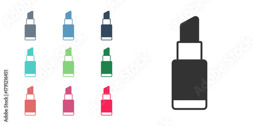 Black Lipstick icon isolated on white background. 8 March. International Happy Women Day. Set icons colorful. Vector