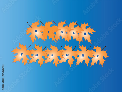 banner Black Friday on blue sky and leaf background