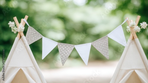 Kids Teepee Tent, Party Banner, Play Area Decoration