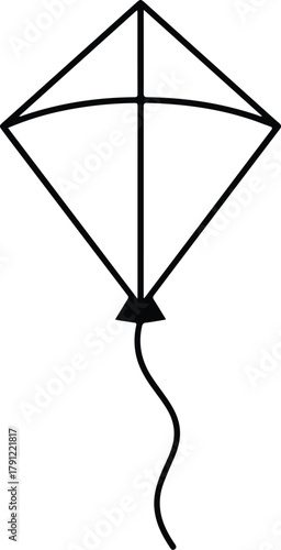 Simple Outline Kite Icon Symbol Line Art Minimalist kite drawing for logos, apps, and children's designs.