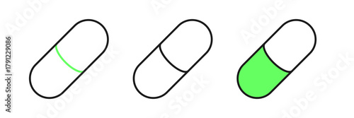 Set line Sleeping pill icon isolated on white background. Vector