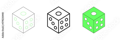 Set line Game dice icon isolated on white background. Casino gambling. Vector