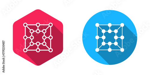 Filled and outline Board game icon isolated with long shadow background. Vector